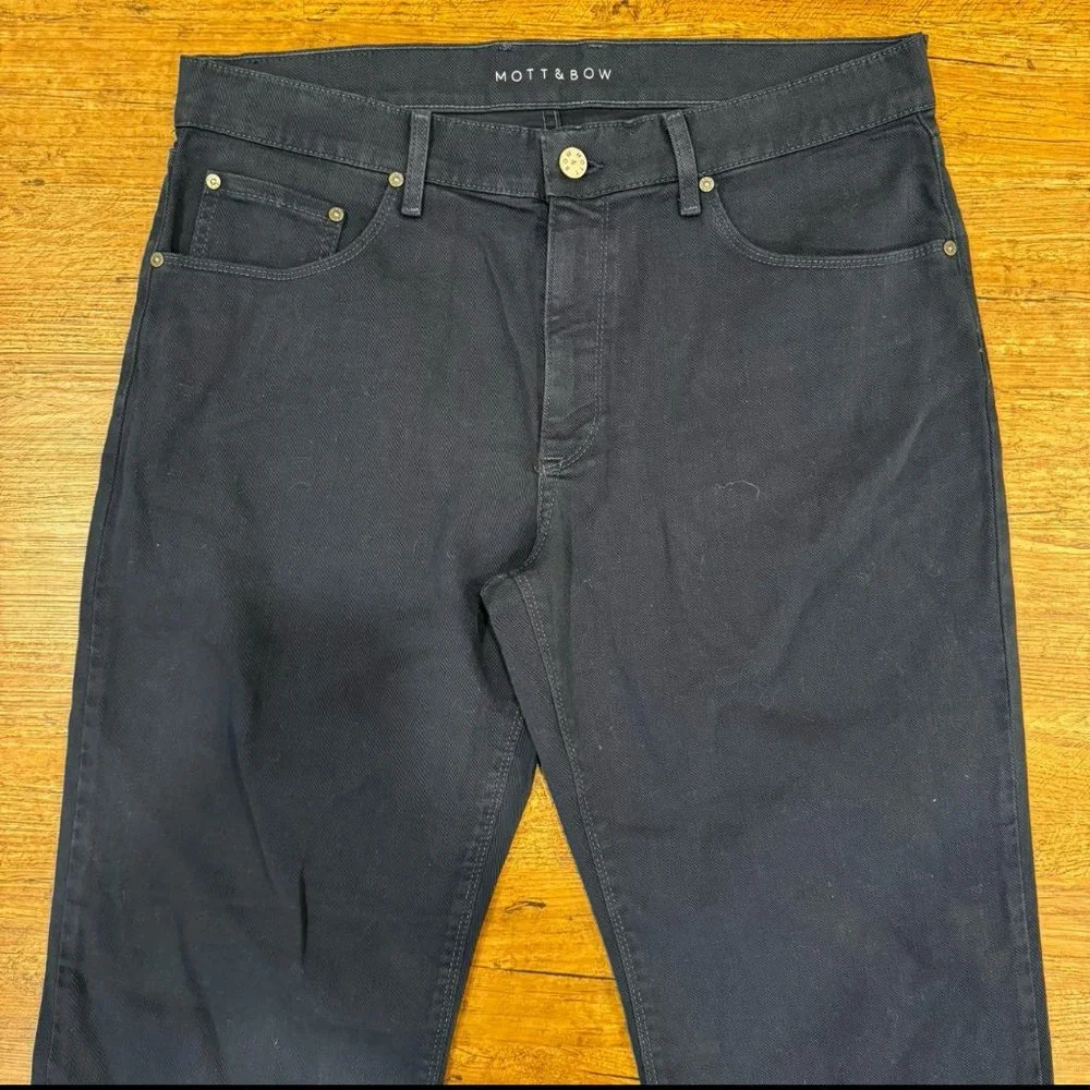Mott & Bow Blue Mercer Straight Casual Soft Twill Denim Jeans Trousers Men 35x30